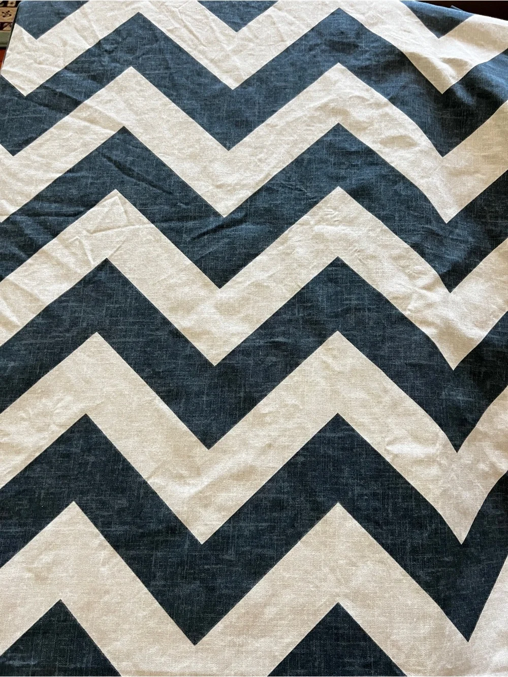 West Elm 2 Panel Curtains Chevron Zigzag Print Blue/Cream Cotton Size 48”X 63”